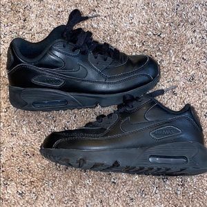 Boys Nike Black Leather Air Force Ones